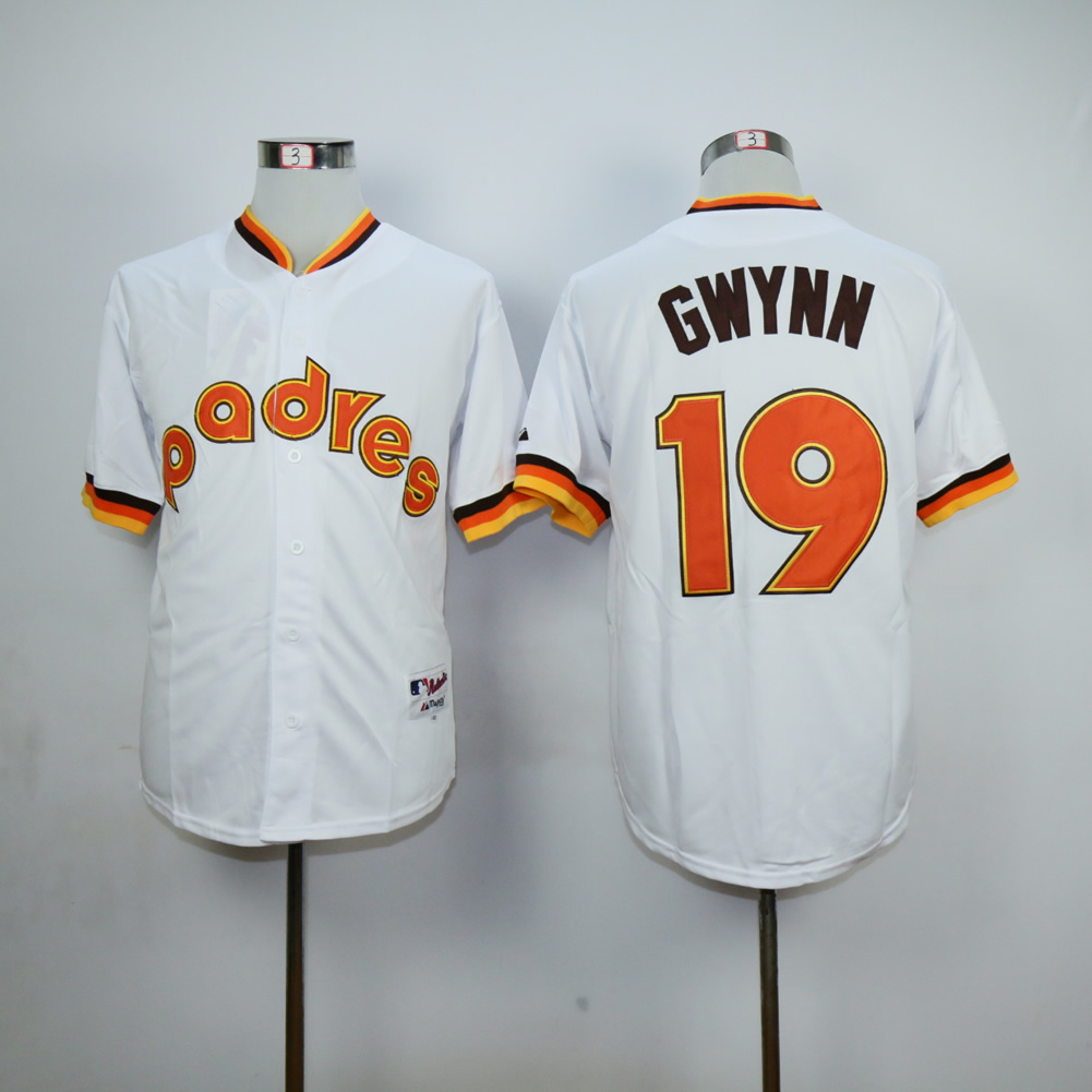 Men San Diego Padres #19 Gwynn White Throwback 1984 MLB Jerseys->san diego padres->MLB Jersey